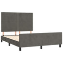 vidaXL sötétszürke bársony ágykeret matrac nélkül 140 x 190 cm