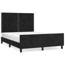 vidaXL fekete bársony ágykeret matrac nélkül 140 x 190 cm