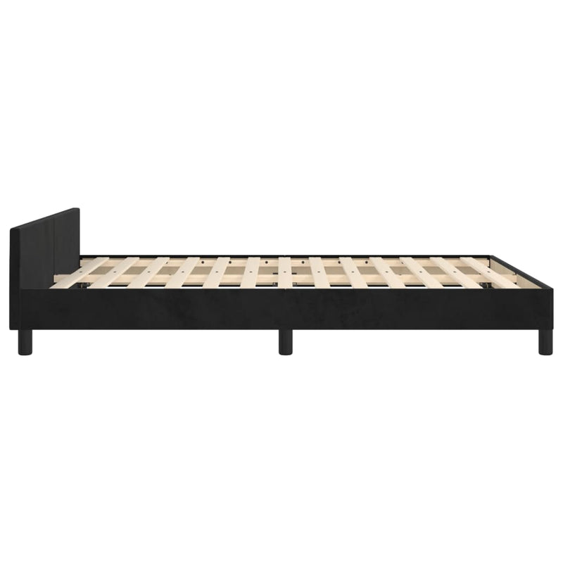 vidaXL fekete bársony ágykeret matrac nélkül 140 x 190 cm