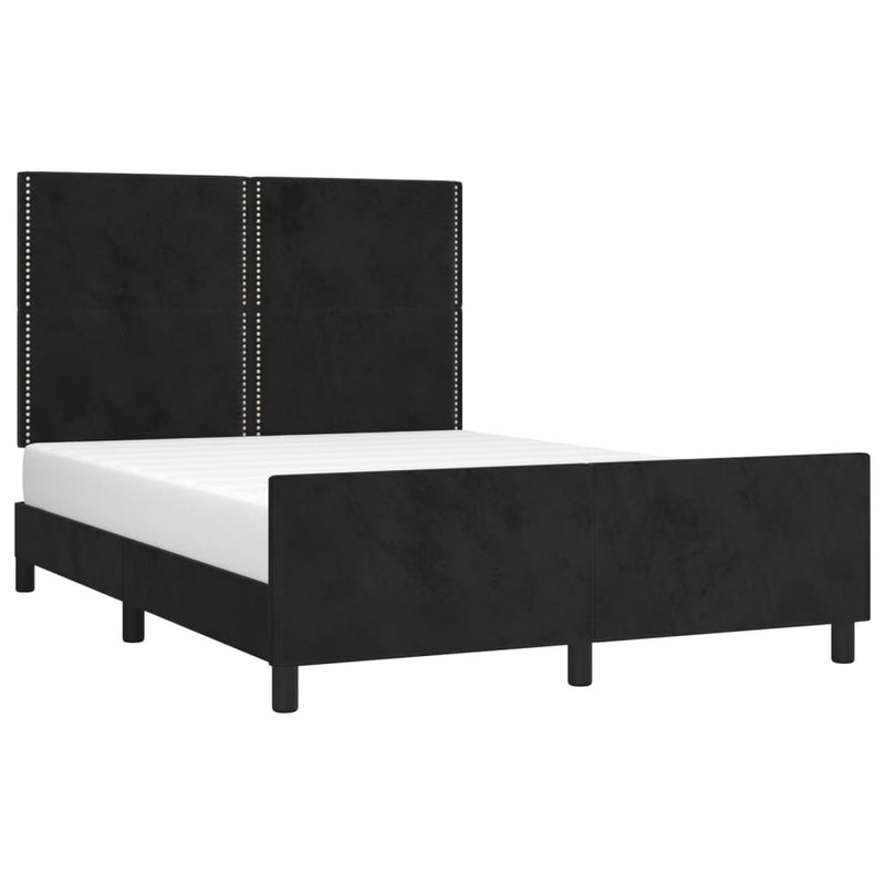 vidaXL fekete bársony ágykeret matrac nélkül 140x200 cm