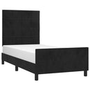 vidaXL fekete bársony ágykeret fejtámlával 80 x 200 cm