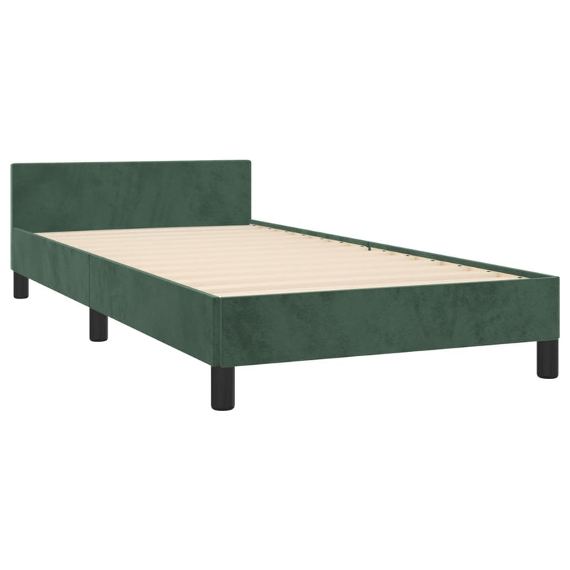 vidaXL sötétzöld bársony ágykeret matrac nélkül 100x200 cm
