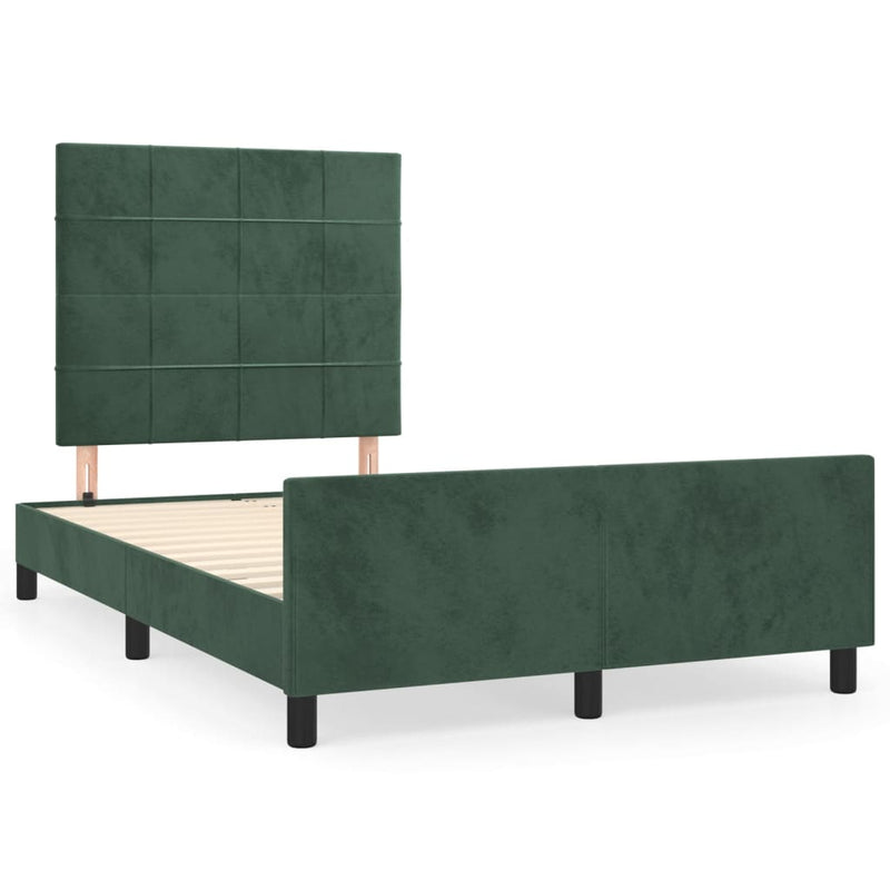 vidaXL sötétzöld bársony ágykeret matrac nélkül 120 x 200 cm