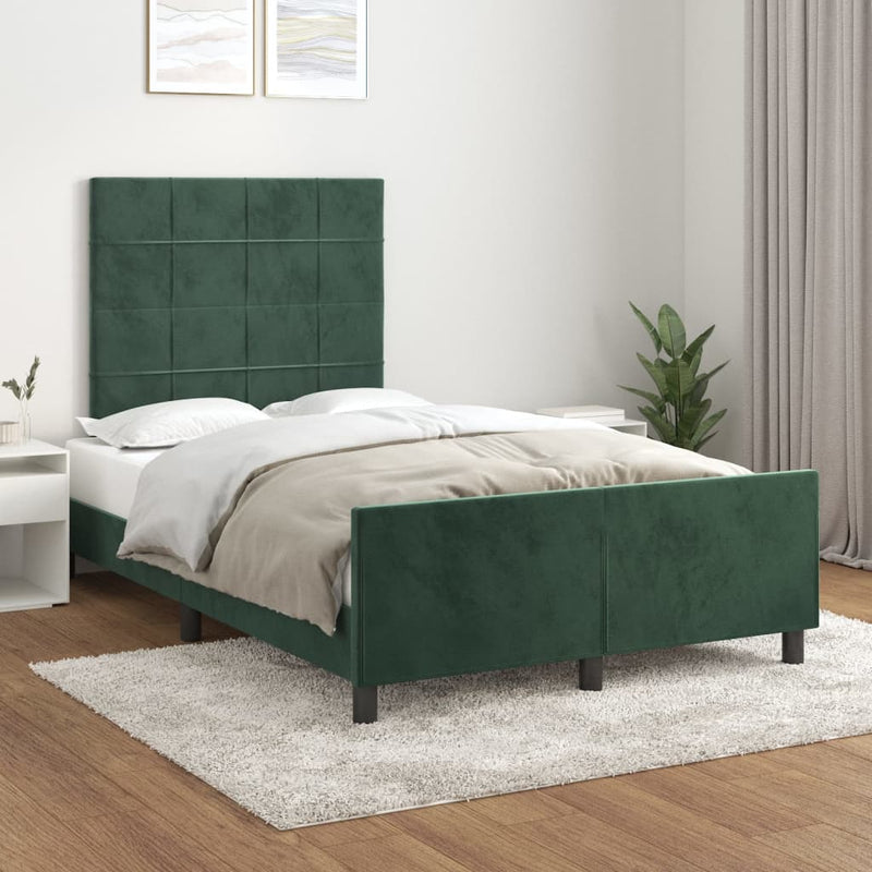 vidaXL sötétzöld bársony ágykeret matrac nélkül 120 x 200 cm