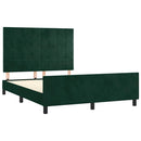 vidaXL sötétzöld bársony ágykeret matrac nélkül 140 x 190 cm