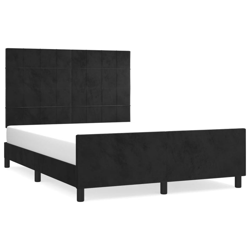 vidaXL fekete bársony ágykeret matrac nélkül 140x200 cm