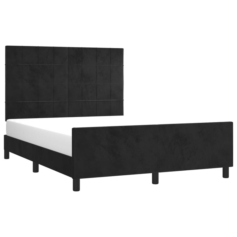 vidaXL fekete bársony ágykeret matrac nélkül 140x200 cm