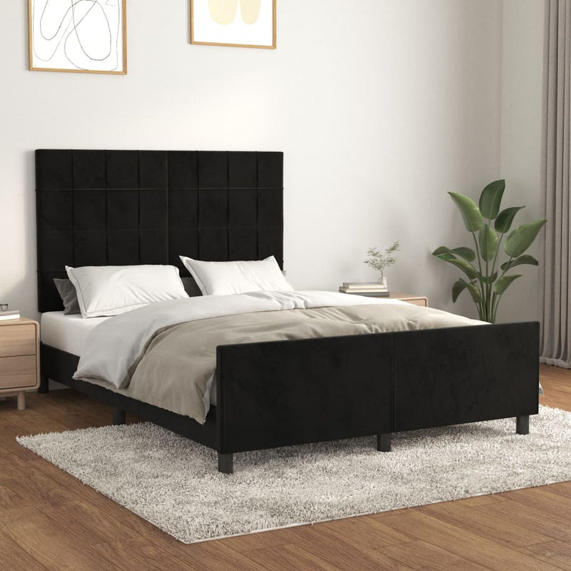 vidaXL fekete bársony ágykeret matrac nélkül 140x200 cm
