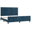vidaXL sötétkék bársony ágykeret matrac nélkül 160x200 cm