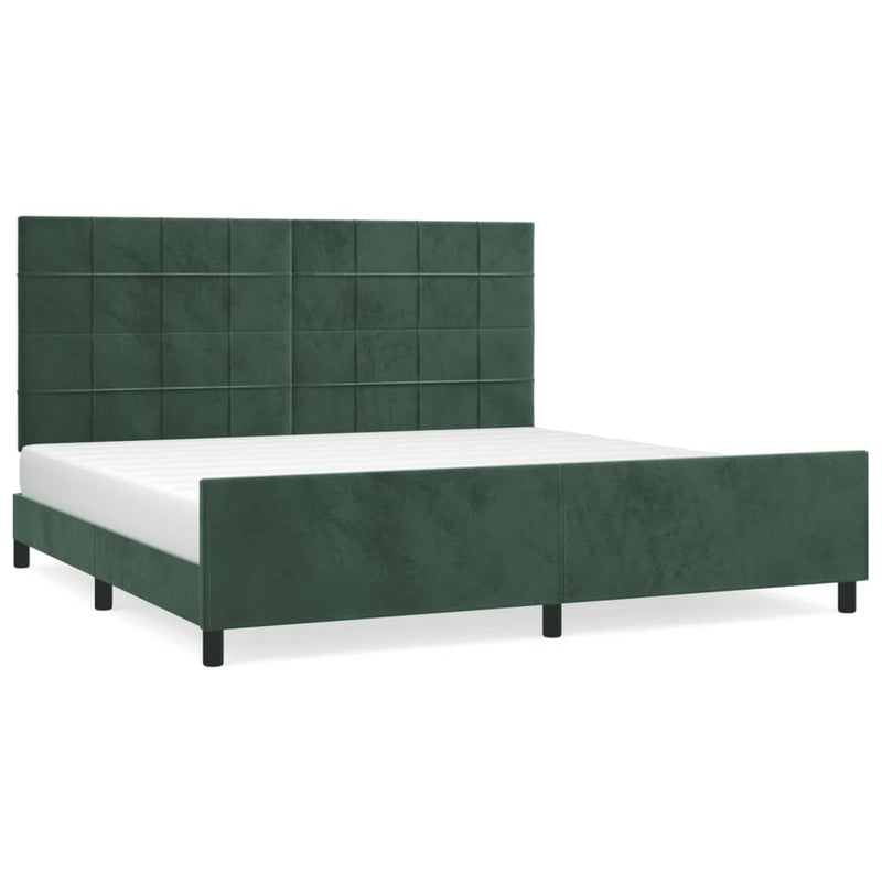 vidaXL sötétzöld bársony ágykeret matrac nélkül 200x200 cm