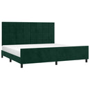 vidaXL sötétzöld bársony ágykeret matrac nélkül 200x200 cm
