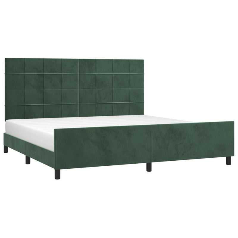 vidaXL sötétzöld bársony ágykeret matrac nélkül 200x200 cm