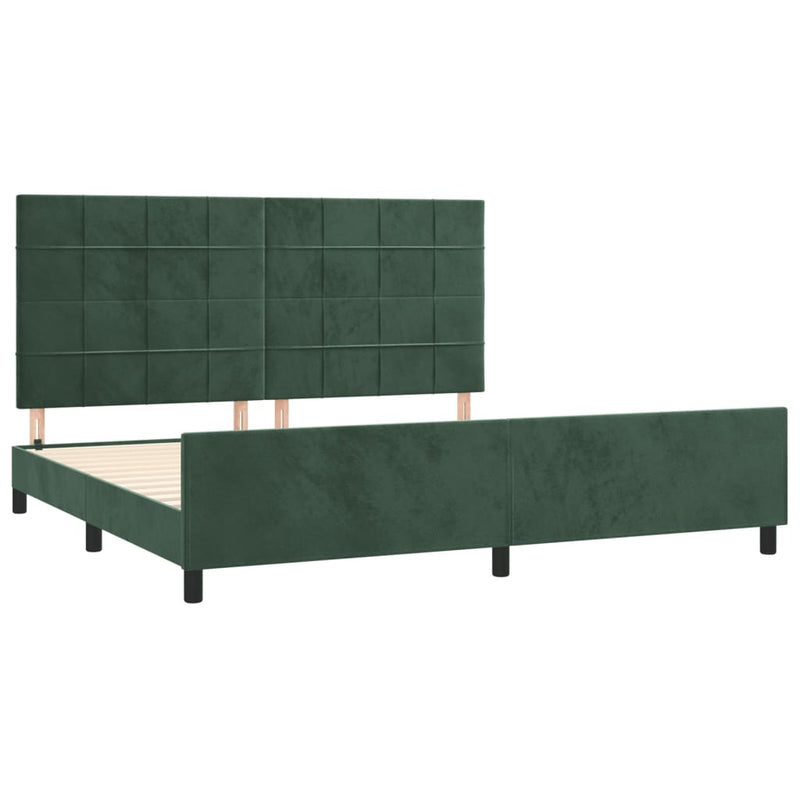 vidaXL sötétzöld bársony ágykeret matrac nélkül 200x200 cm