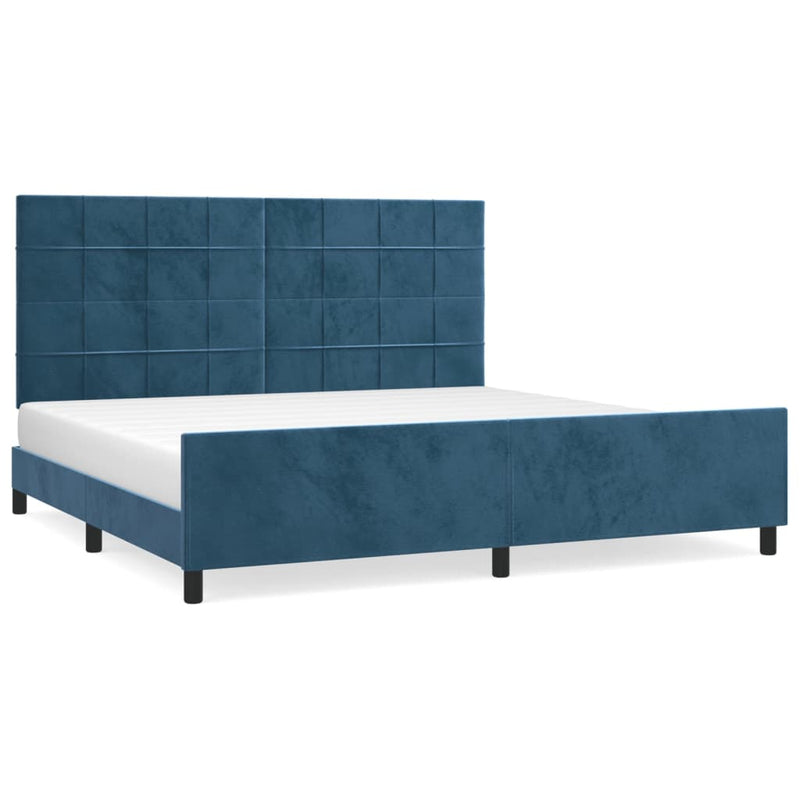 vidaXL sötétkék bársony ágykeret matrac nélkül 200x200 cm