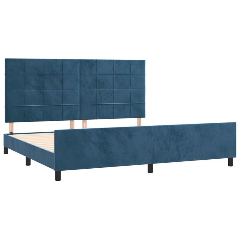 vidaXL sötétkék bársony ágykeret matrac nélkül 200x200 cm
