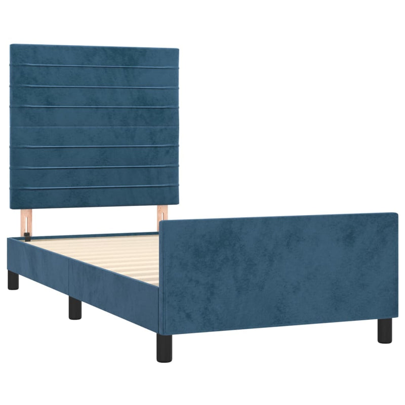 vidaXL sötétkék bársony ágykeret matrac nélkül 80 x 200 cm