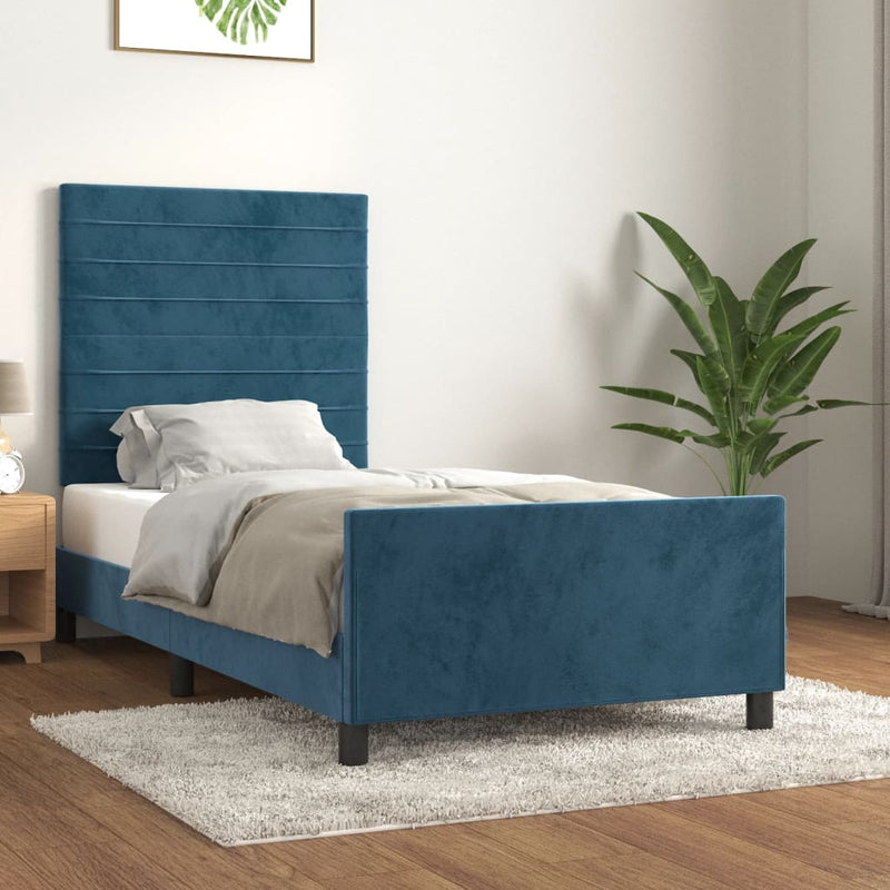 vidaXL sötétkék bársony ágykeret matrac nélkül 80 x 200 cm