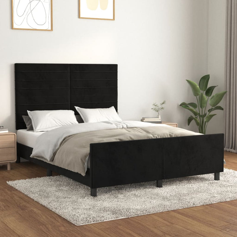 vidaXL fekete bársony ágykeret matrac nélkül 140x200 cm
