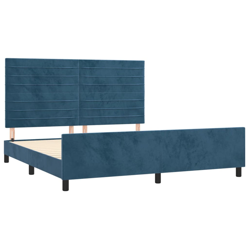 vidaXL sötétkék bársony ágykeret matrac nélkül 160x200 cm