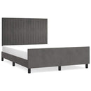 vidaXL sötétszürke bársony ágykeret matrac nélkül 140 x 190 cm
