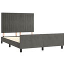 vidaXL sötétszürke bársony ágykeret matrac nélkül 140 x 190 cm