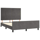 vidaXL sötétszürke bársony ágykeret matrac nélkül 140 x 190 cm