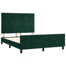 vidaXL sötétzöld bársony ágykeret matrac nélkül 140 x 190 cm