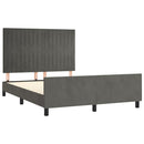 vidaXL sötétszürke bársony ágykeret matrac nélkül 140x200 cm