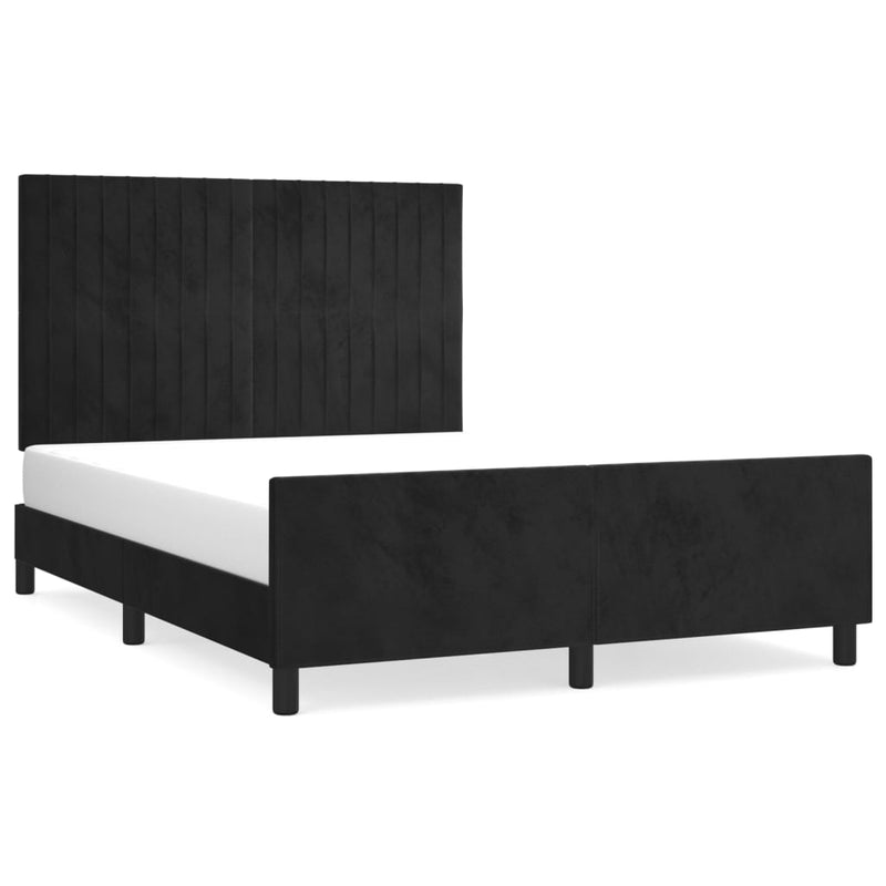 vidaXL fekete bársony ágykeret matrac nélkül 140x200 cm
