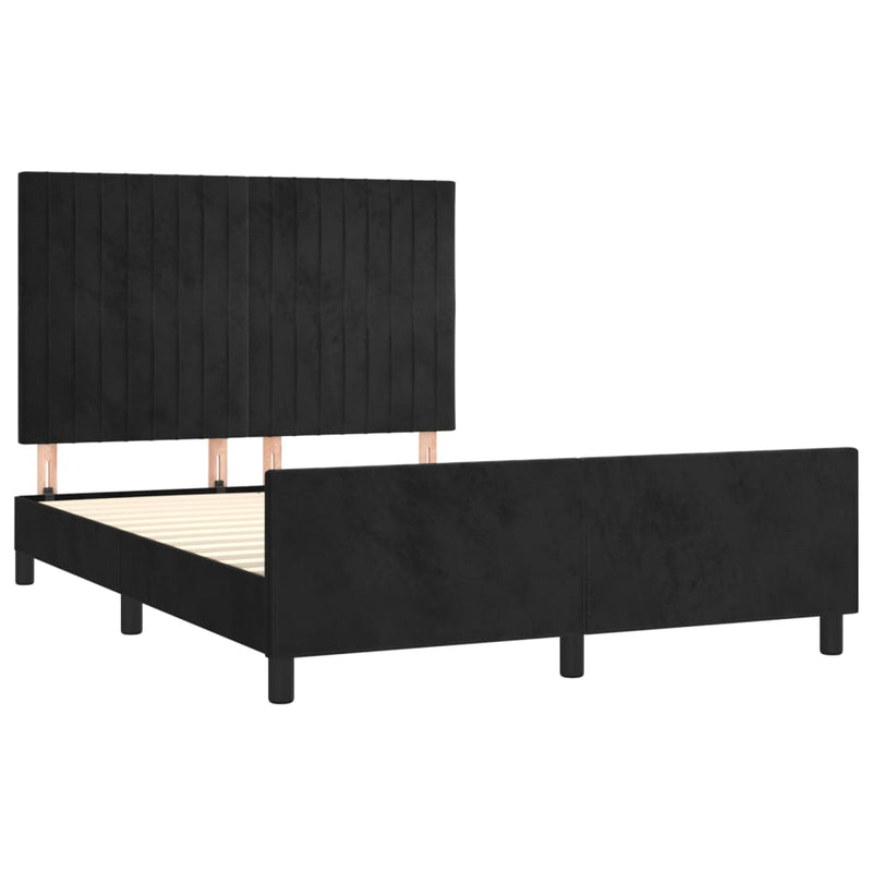 vidaXL fekete bársony ágykeret matrac nélkül 140x200 cm