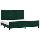 vidaXL sötétzöld bársony ágykeret matrac nélkül 200x200 cm