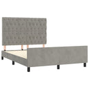 vidaXL világosszürke bársony ágykeret matrac nélkül 140 x 190 cm