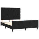 vidaXL fekete bársony ágykeret matrac nélkül 140 x 190 cm