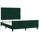 vidaXL sötétzöld bársony ágykeret matrac nélkül 140 x 190 cm