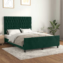 vidaXL sötétzöld bársony ágykeret matrac nélkül 140 x 190 cm
