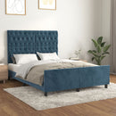 vidaXL sötétkék bársony ágykeret matrac nélkül 140 x 190 cm