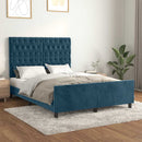 vidaXL sötétkék bársony ágykeret matrac nélkül 140 x 190 cm