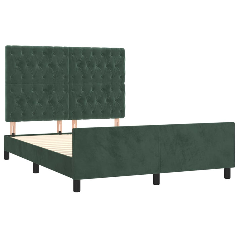 vidaXL sötétzöld bársony ágykeret matrac nélkül 140 x 200 cm
