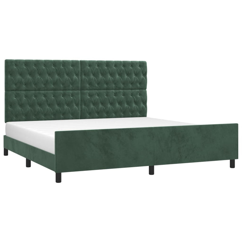 vidaXL sötétzöld bársony ágykeret matrac nélkül 200x200 cm