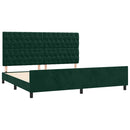 vidaXL sötétzöld bársony ágykeret matrac nélkül 200x200 cm