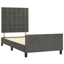 vidaXL sötétszürke bársony ágykeret matrac nélkül 90x190 cm