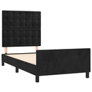 vidaXL fekete bársony ágykeret fejtámlával 90x190 cm