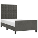 vidaXL sötétszürke bársony ágykeret matrac nélkül 90x200 cm