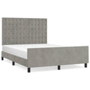 vidaXL világosszürke bársony ágykeret matrac nélkül 140 x 190 cm