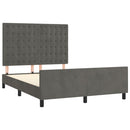 vidaXL sötétszürke bársony ágykeret matrac nélkül 140 x 190 cm