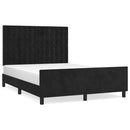 vidaXL fekete bársony ágykeret matrac nélkül 140 x 190 cm