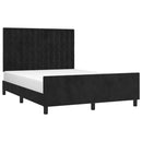 vidaXL fekete bársony ágykeret matrac nélkül 140 x 190 cm