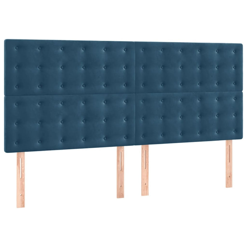vidaXL sötétkék bársony ágykeret fejtámlával 140 x 200 cm