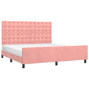 vidaXL rózsaszín bársony ágykeret fejtámlával 160 x 200 cm
