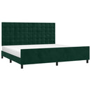 vidaXL sötétzöld bársony ágykeret matrac nélkül 200x200 cm